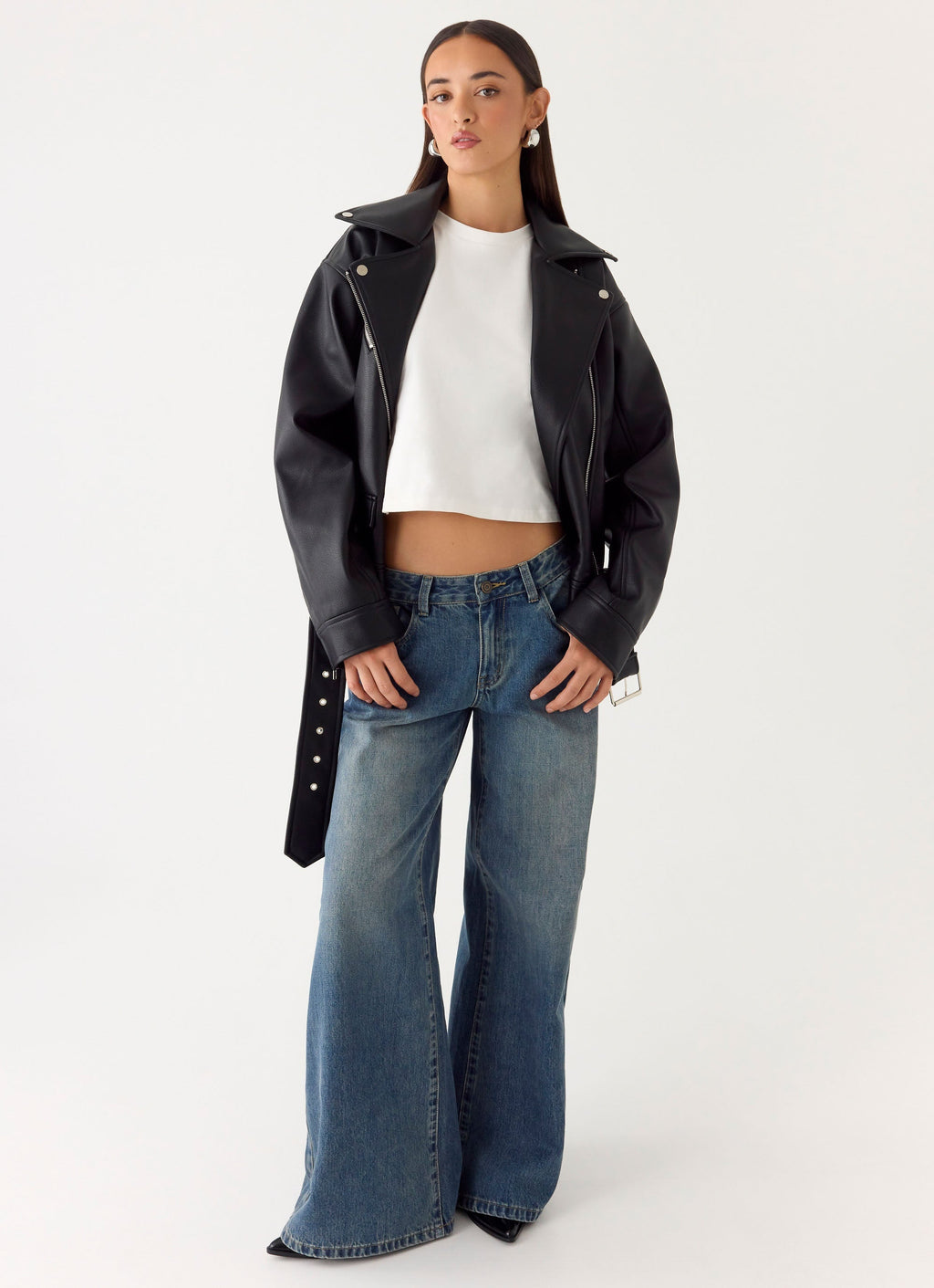 Ethan PU Biker Jacker - Black