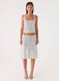 Evodia Sequin Midi Skirt - Silver