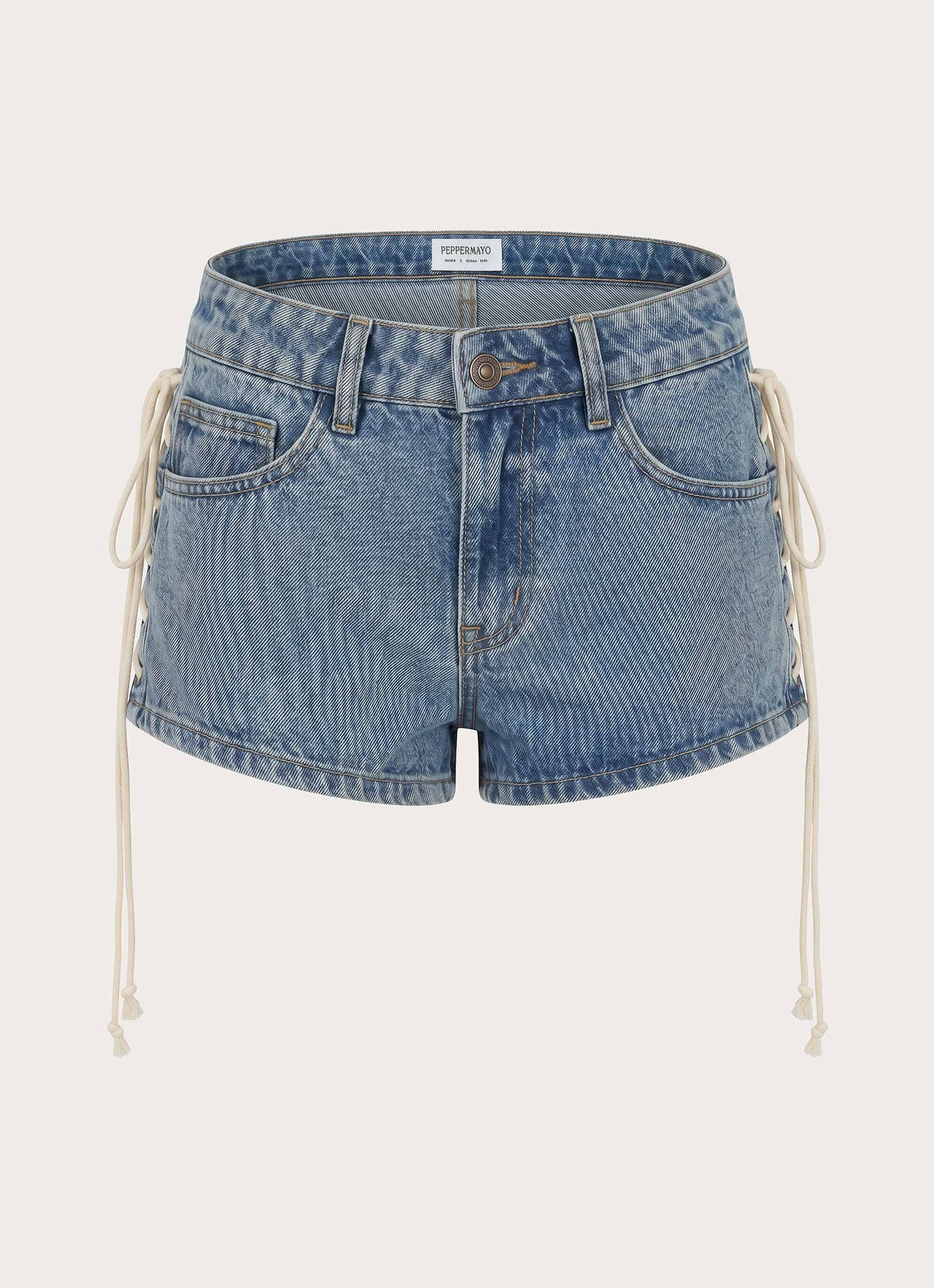 Inrida Lace Up Denim Shorts - True Blue