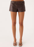 Kally PU Low Rise Shorts - Washed Brown
