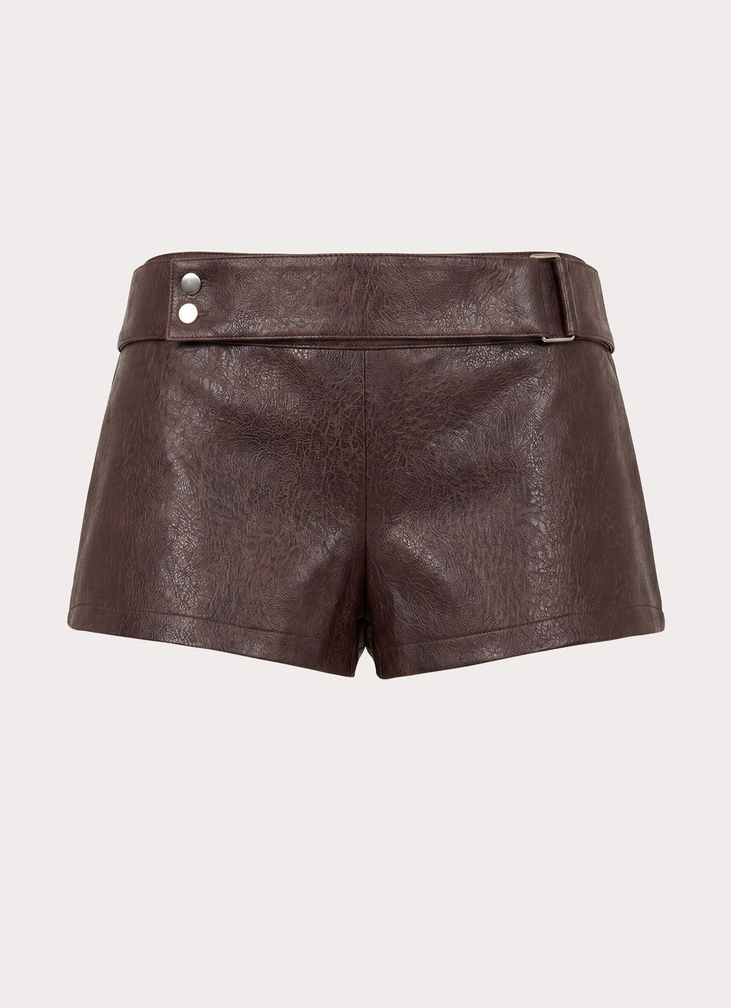 Kally PU Low Rise Shorts - Washed Brown