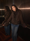 Kamsy Fur Trim Coat - Chocolate