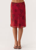 Karleigh Midi Skirt - Cherry Rose
