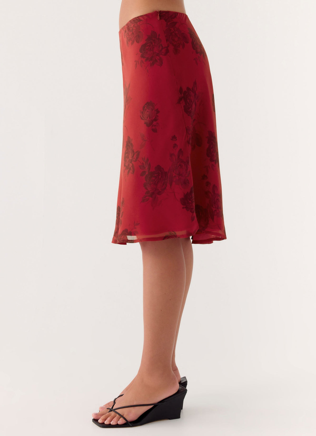 Karleigh Midi Skirt - Cherry Rose