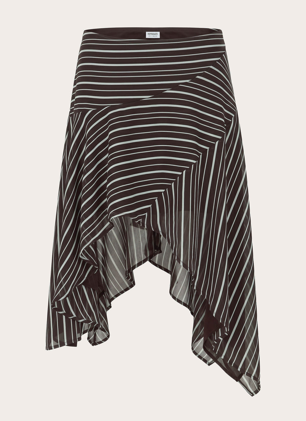 Kia Low Rise Asymmetrical Midi Skirt - Chocolate Stripe