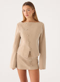 Milae Suede Asymmetrical Jacket - Beige