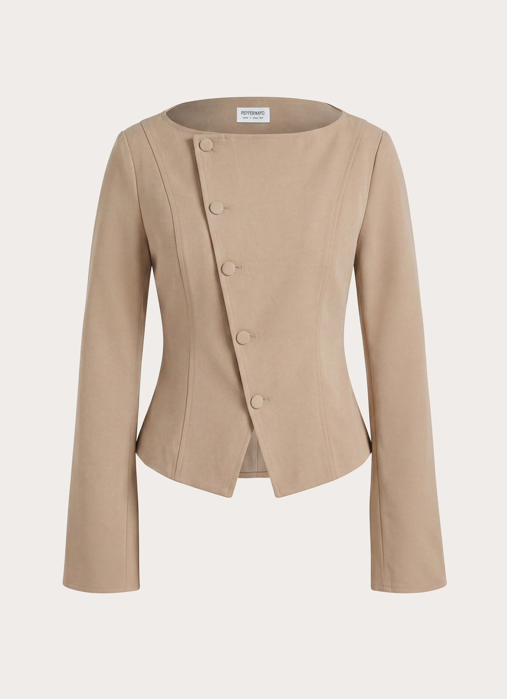Milae Suede Asymmetrical Jacket - Beige