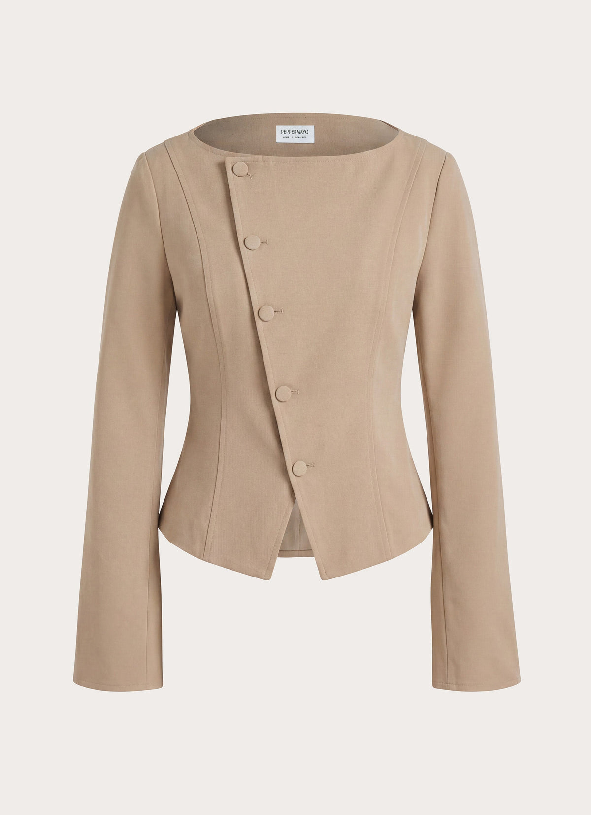 Milae Suede Asymmetrical Jacket - Beige