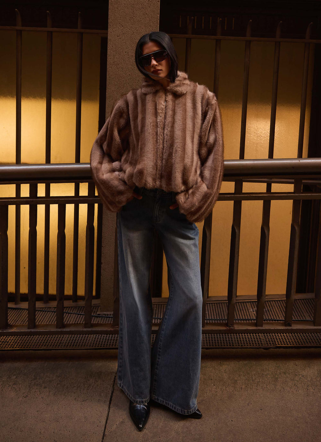 Naylor Faux Fur Jacket - Brown